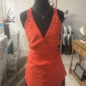 Charlotte Russe Bright Orange Wrap Shirt